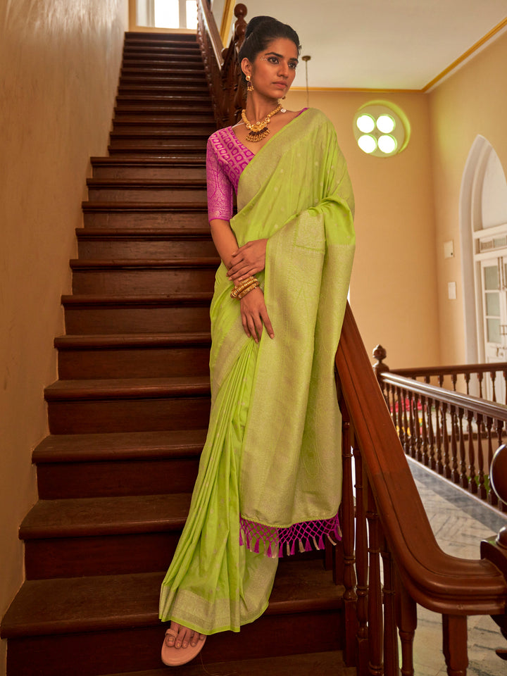 Pink silk saree crafted for elegance and style.