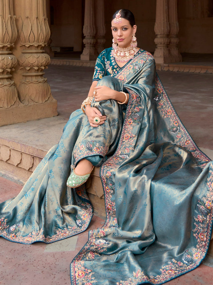 Vibrant color luxurious fabric exclusive attire crafted for elegance and style.