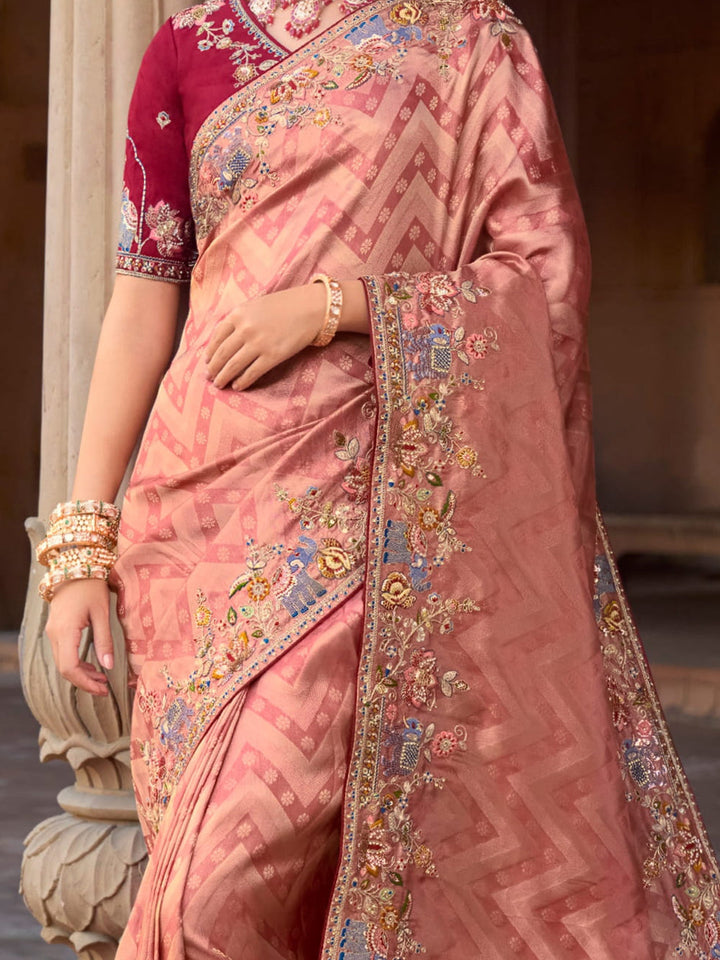 Vibrant color luxurious fabric exclusive attire crafted for elegance and style.