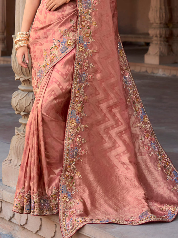 Vibrant color luxurious fabric exclusive attire crafted for elegance and style.