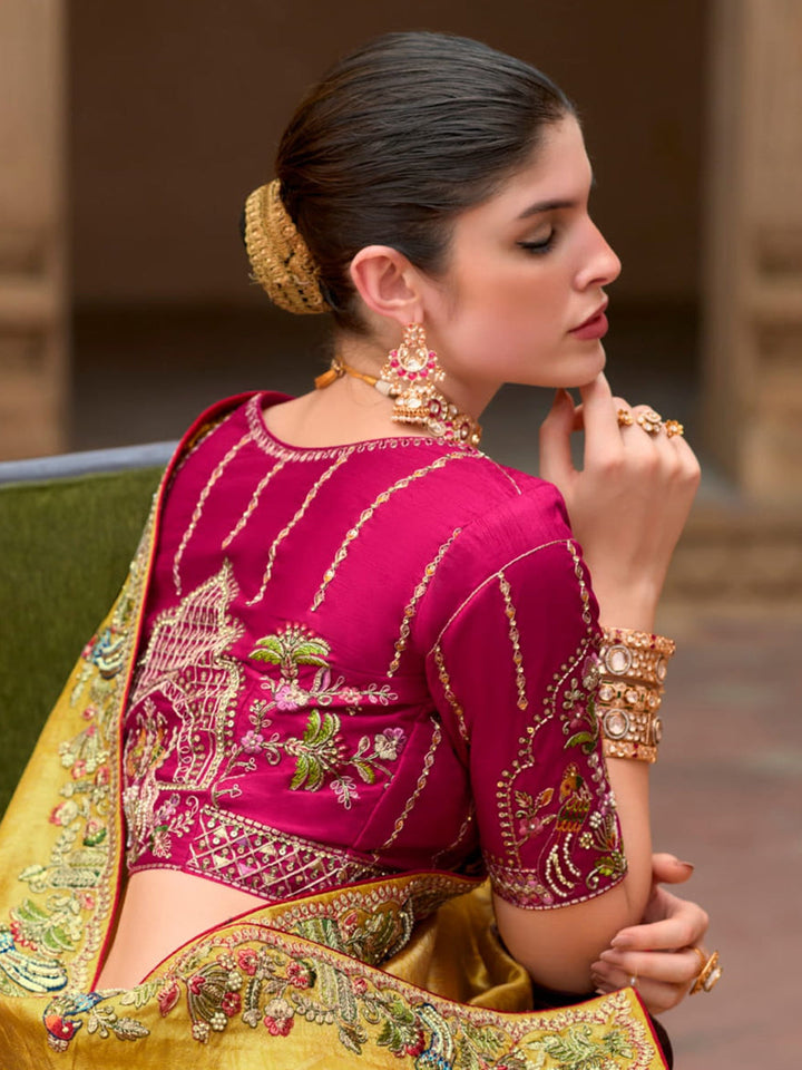 Vibrant color luxurious fabric exclusive attire crafted for elegance and style.