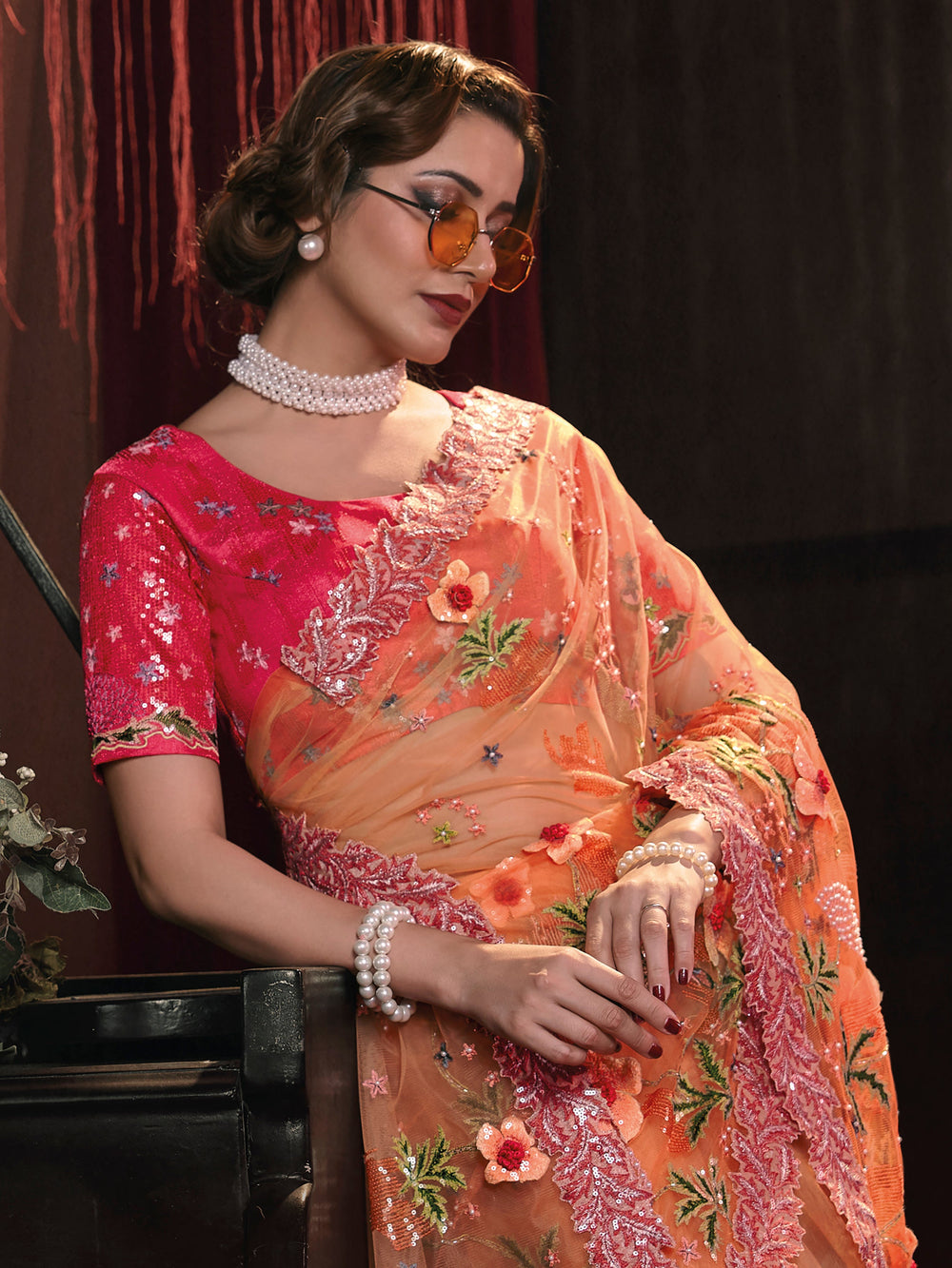 Vibrant color luxurious fabric exclusive attire crafted for elegance and style.