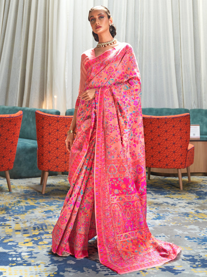 Pink silk saree crafted for elegance and style.