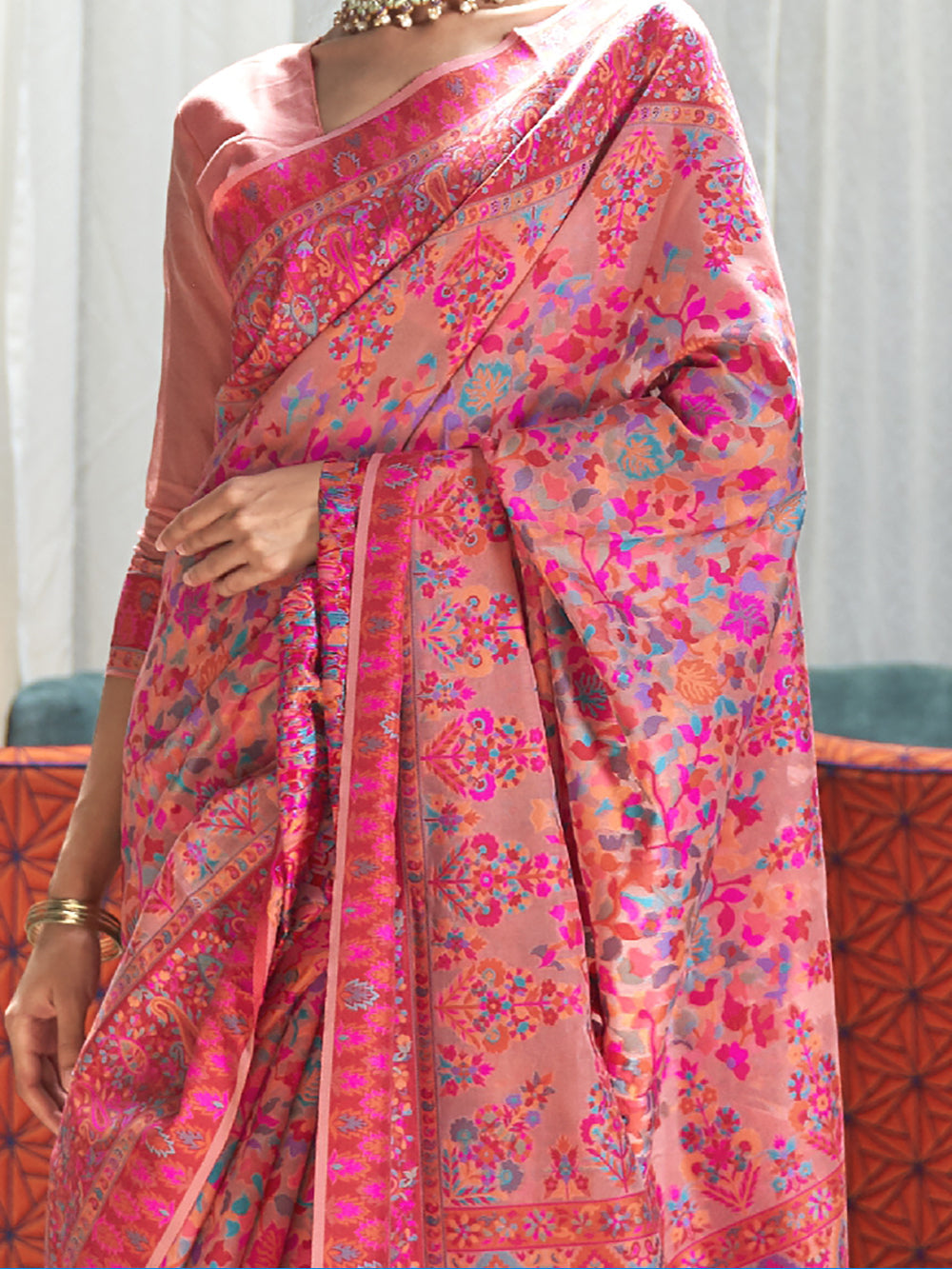 Vibrant color luxurious fabric exclusive attire crafted for elegance and style.