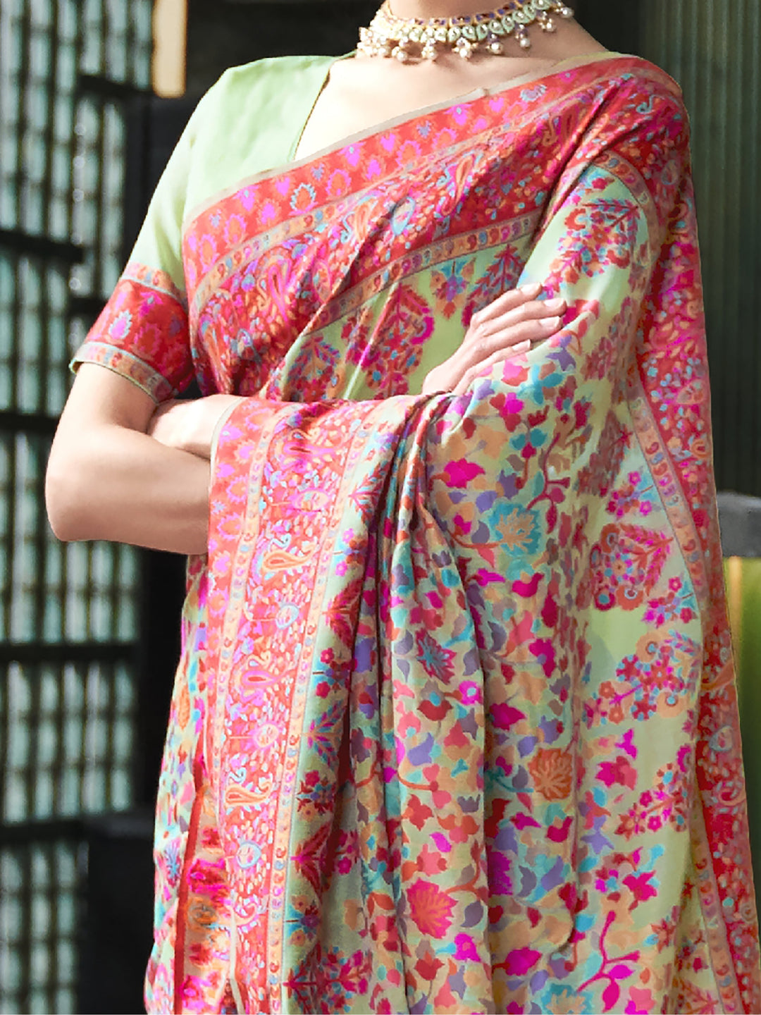 Vibrant color luxurious fabric exclusive attire crafted for elegance and style.