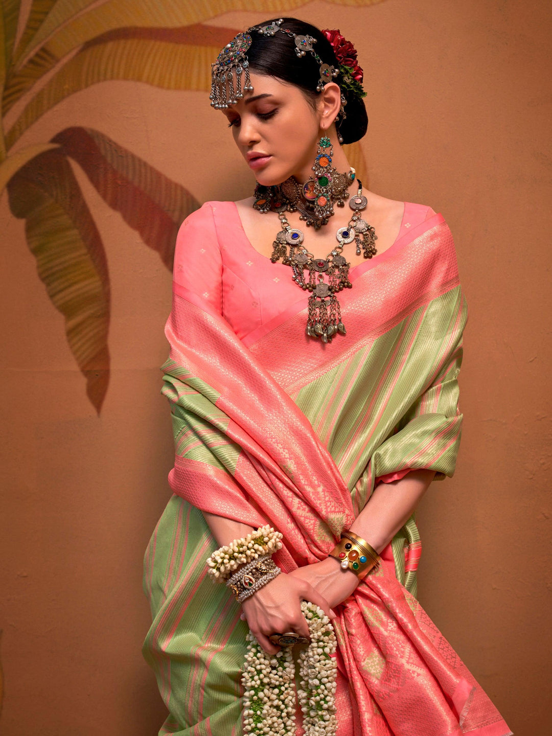 Vibrant color luxurious fabric exclusive attire crafted for elegance and style.