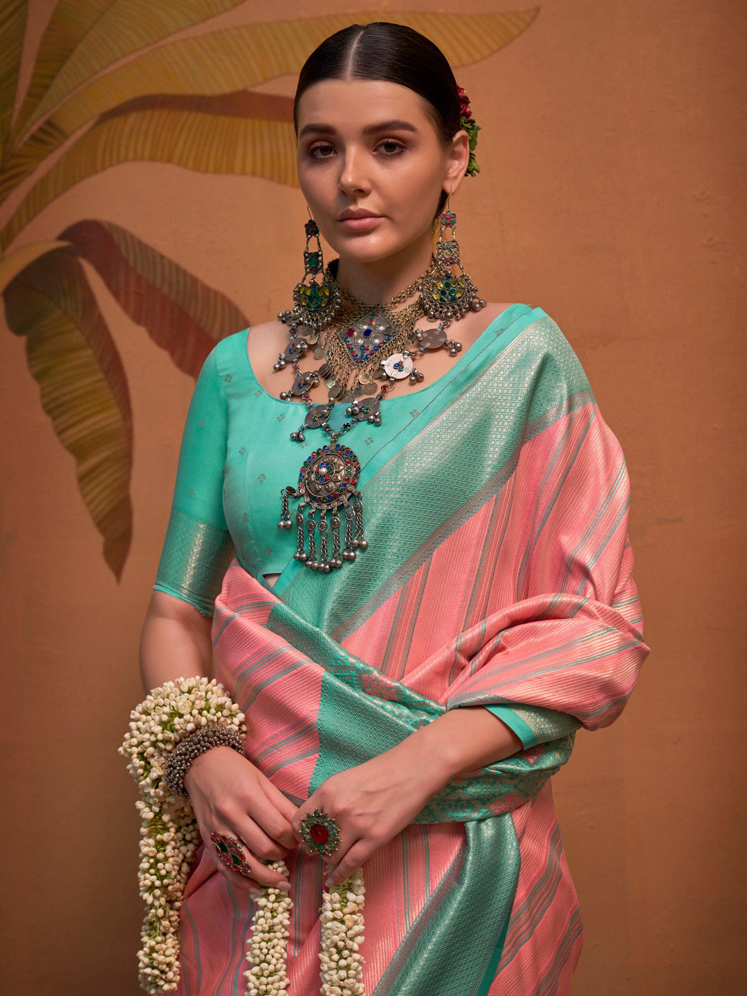 Vibrant color luxurious fabric exclusive attire crafted for elegance and style.