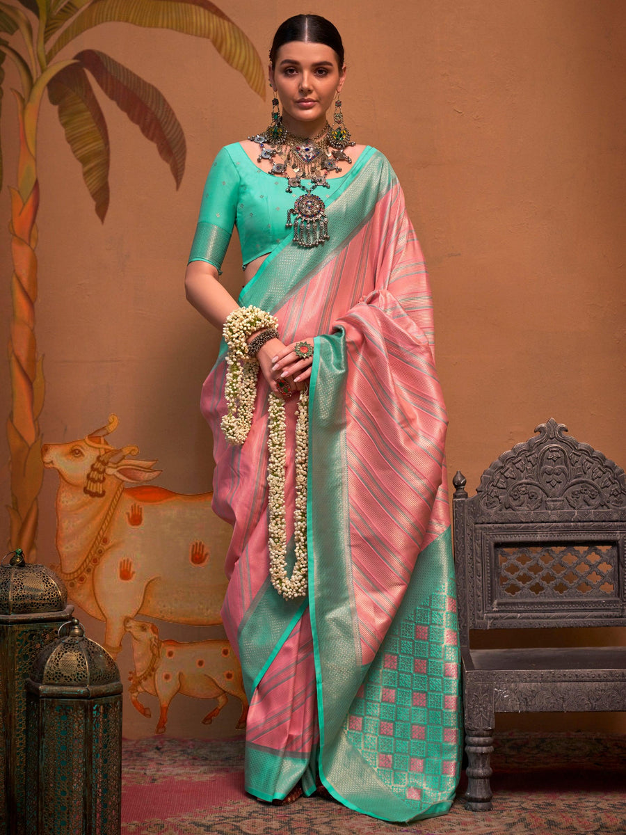 Pink silk saree crafted for elegance and style.