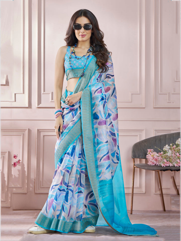 Blue silk saree crafted for elegance and style.