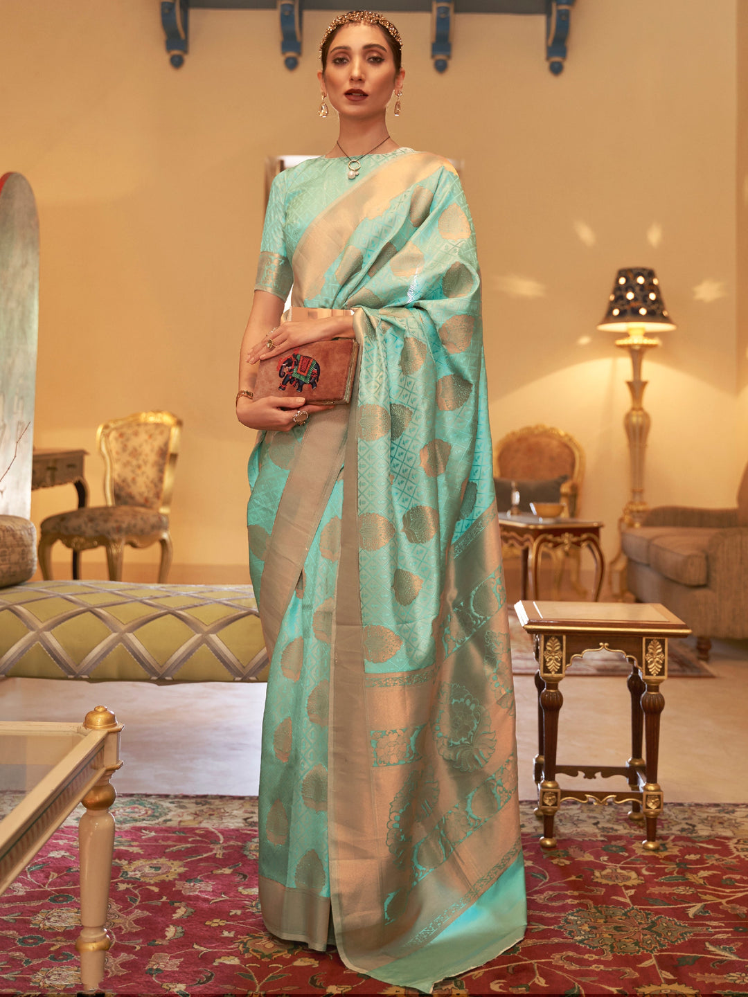 Green silk saree crafted for elegance and style.