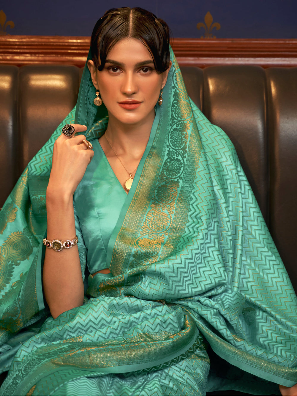 Vibrant color luxurious fabric exclusive attire crafted for elegance and style.