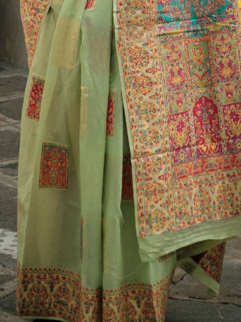 Vibrant color luxurious fabric exclusive attire crafted for elegance and style.