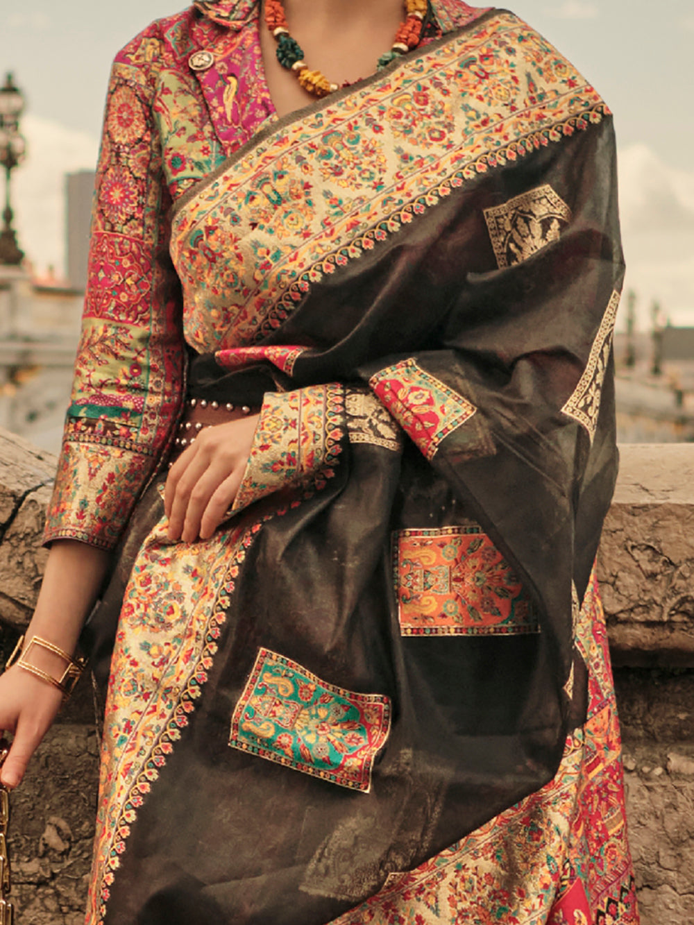 Vibrant color luxurious fabric exclusive attire crafted for elegance and style.