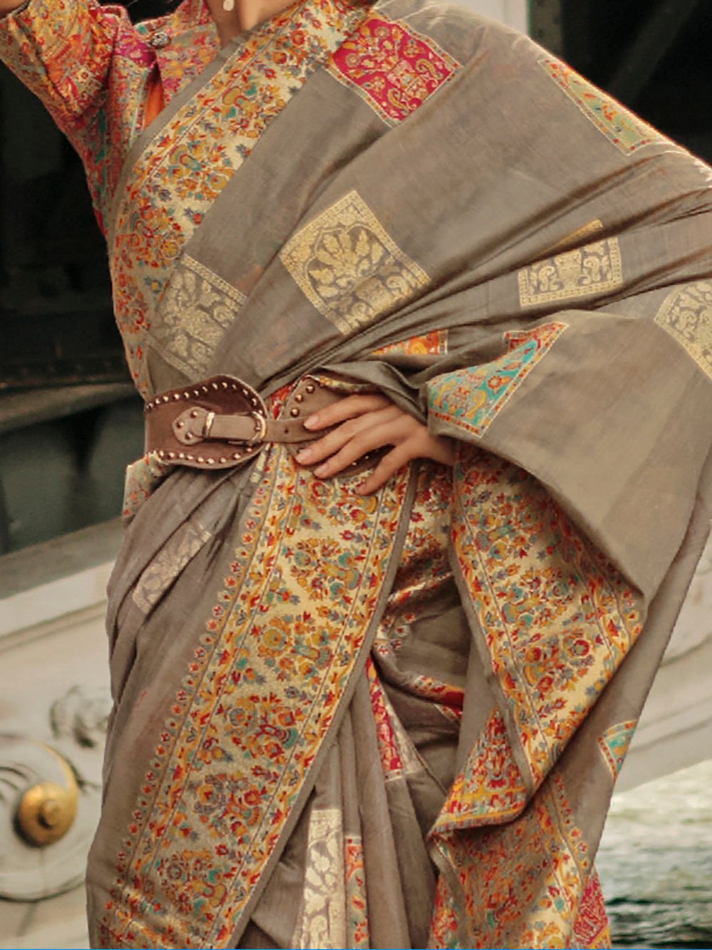 Vibrant color luxurious fabric exclusive attire crafted for elegance and style.