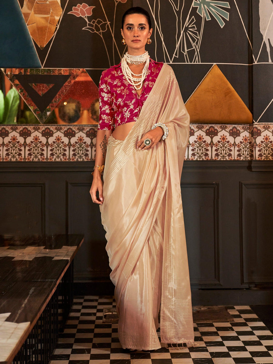 Pink silk saree crafted for elegance and style.