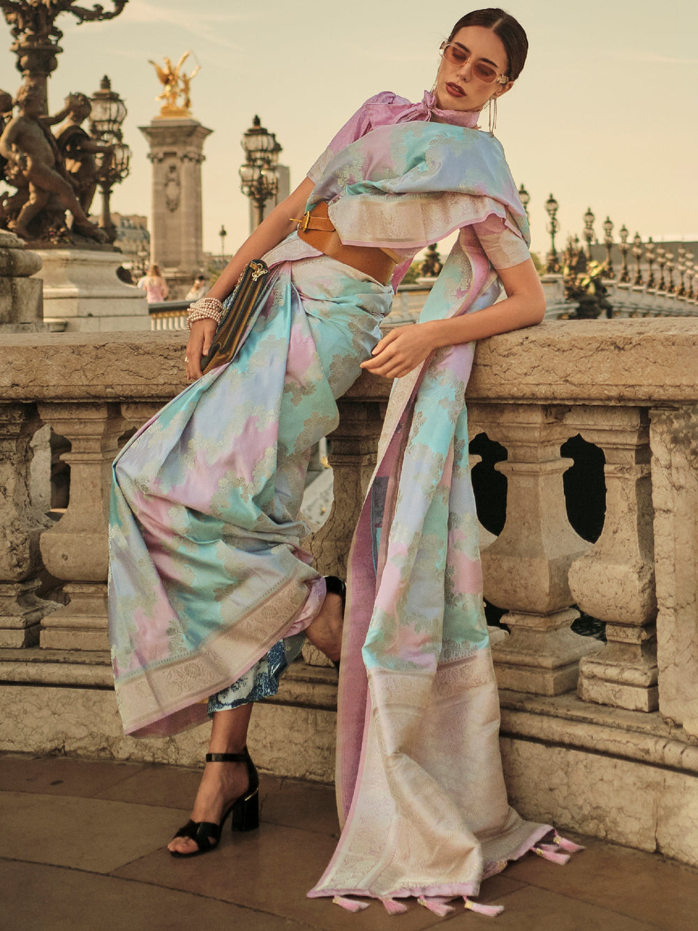 Vibrant color luxurious fabric exclusive attire crafted for elegance and style.