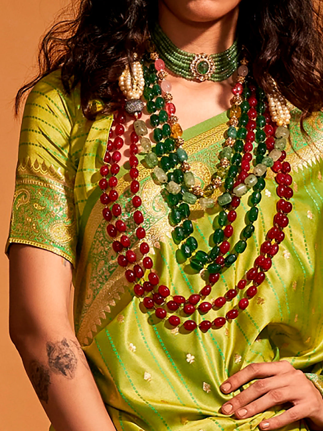 Vibrant color luxurious fabric exclusive attire crafted for elegance and style.