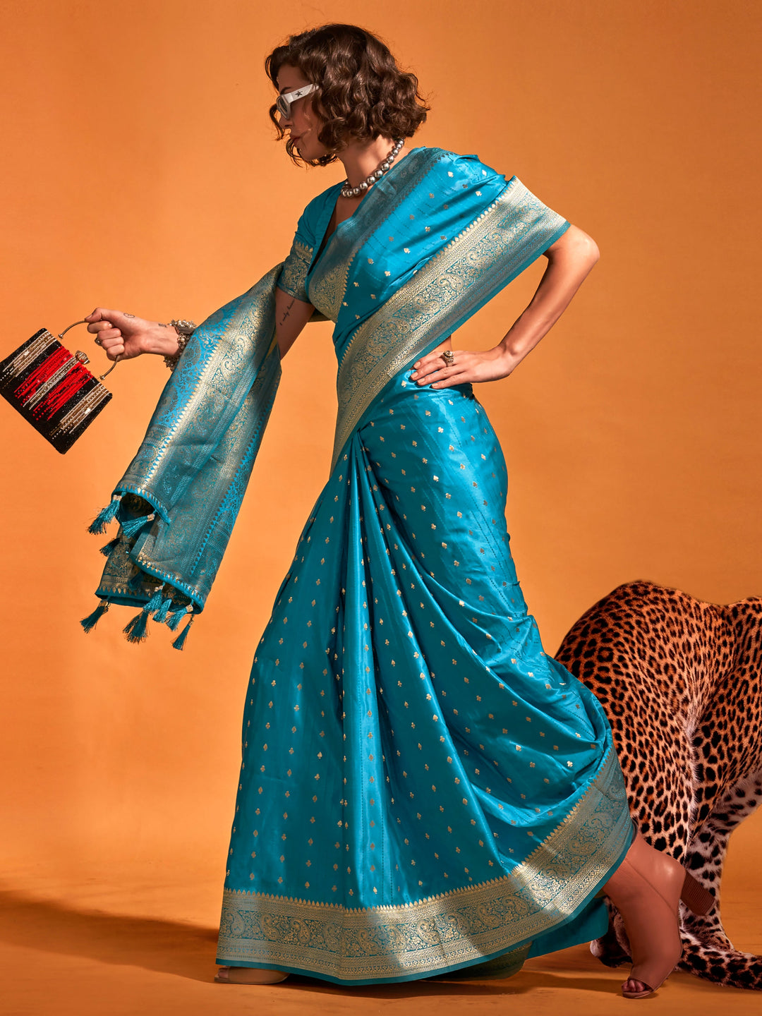 Vibrant color luxurious fabric exclusive attire crafted for elegance and style.