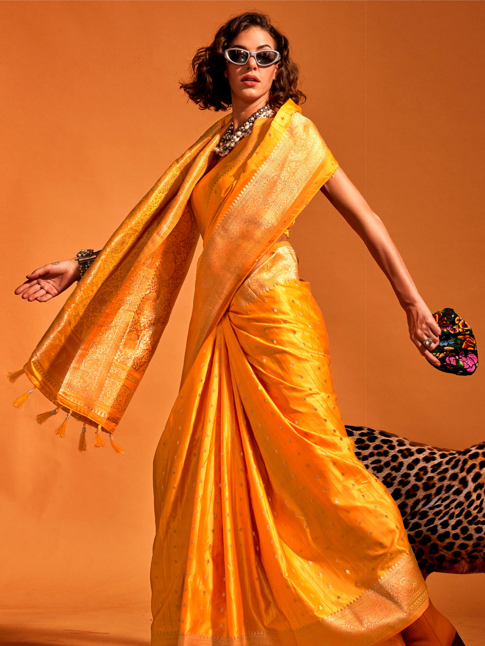 Vibrant color luxurious fabric exclusive attire crafted for elegance and style.