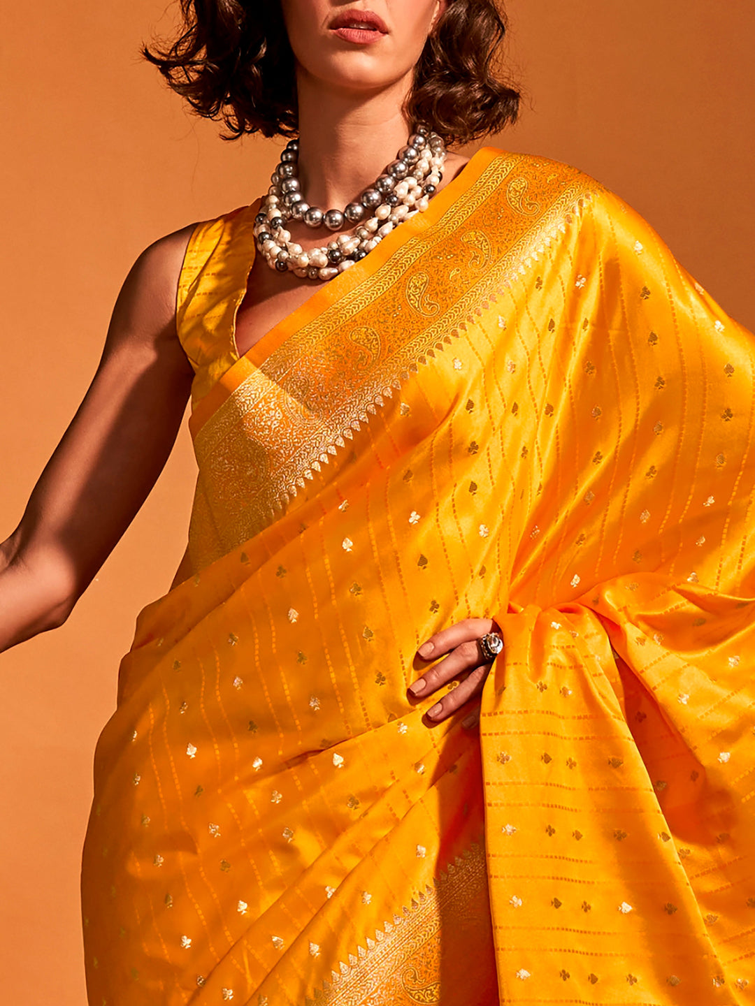 Vibrant color luxurious fabric exclusive attire crafted for elegance and style.