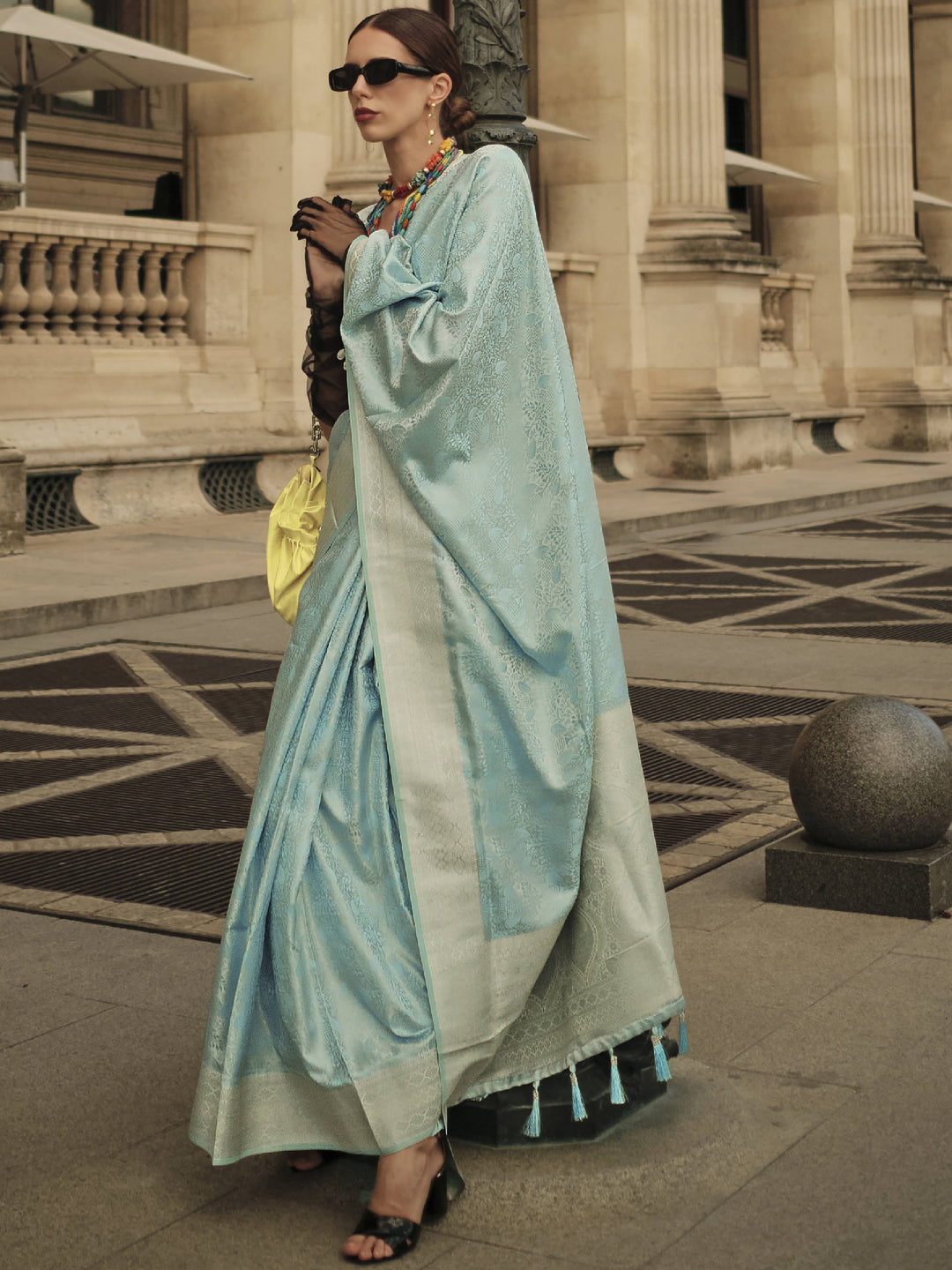 Blue silk saree crafted for elegance and style.