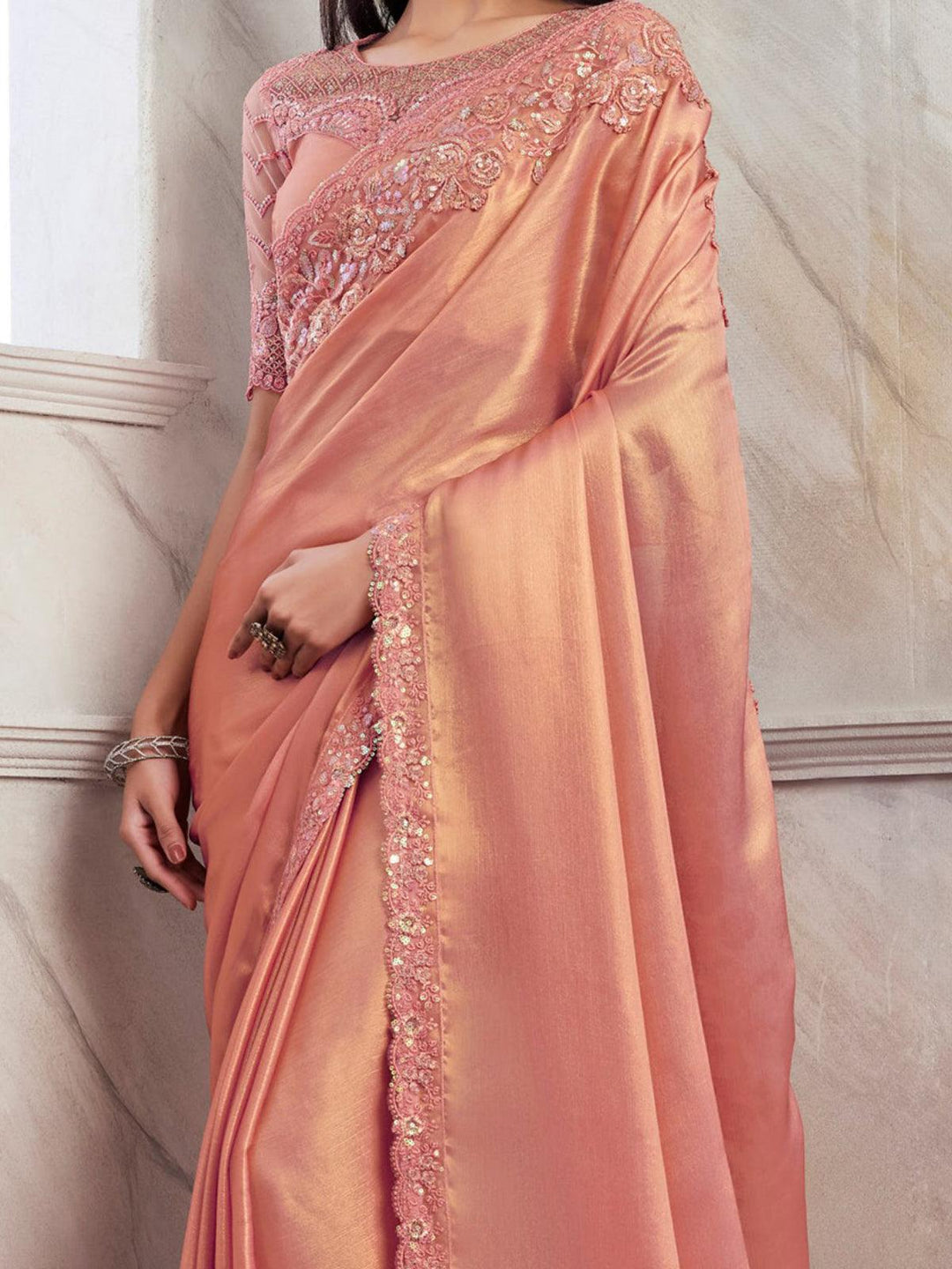 Vibrant color luxurious fabric exclusive attire crafted for elegance and style.