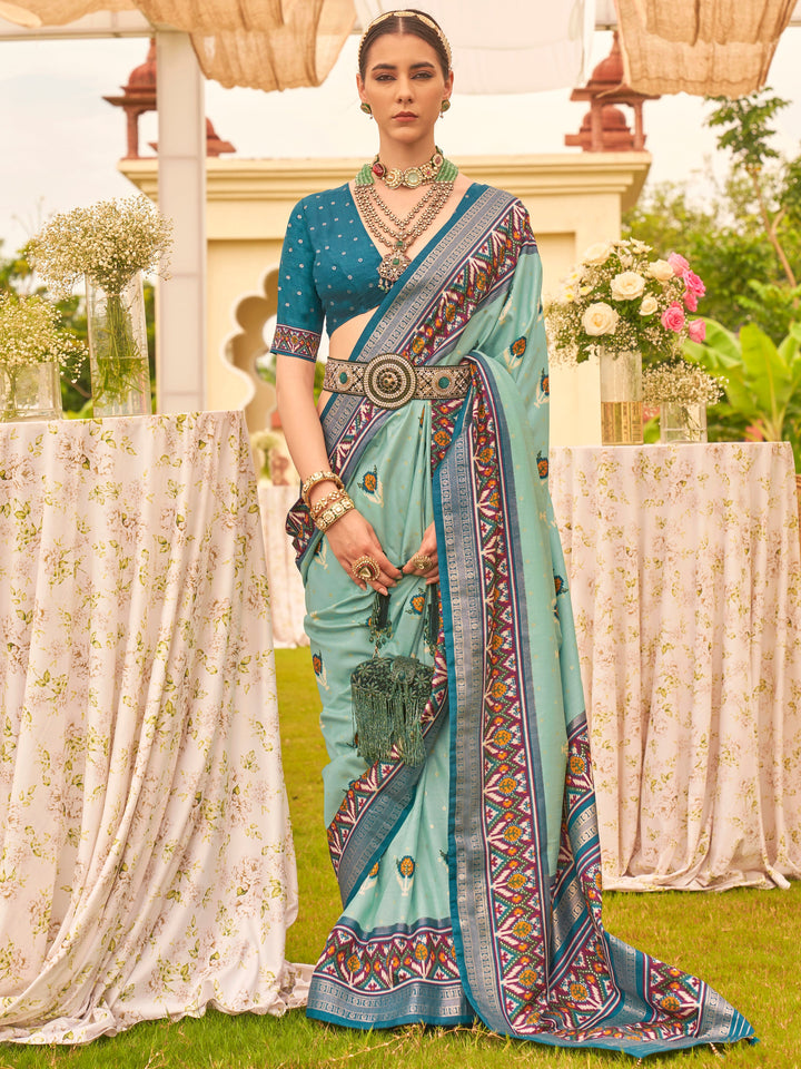 Green silk saree crafted for elegance and style.