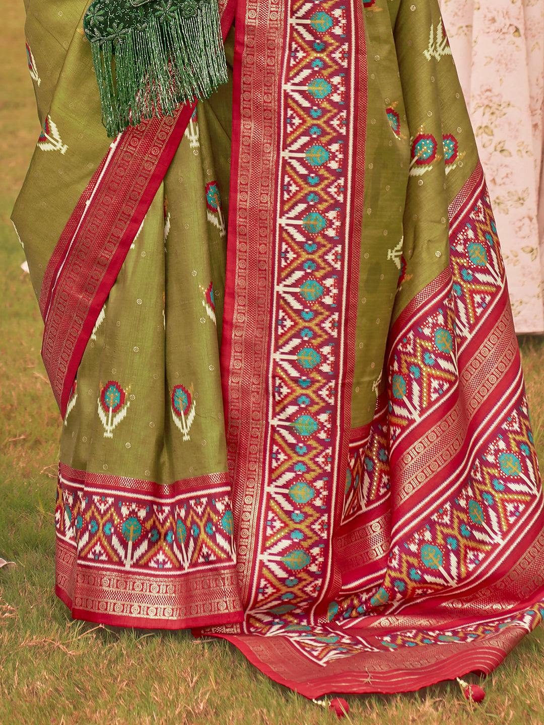 Vibrant color luxurious fabric exclusive attire crafted for elegance and style.