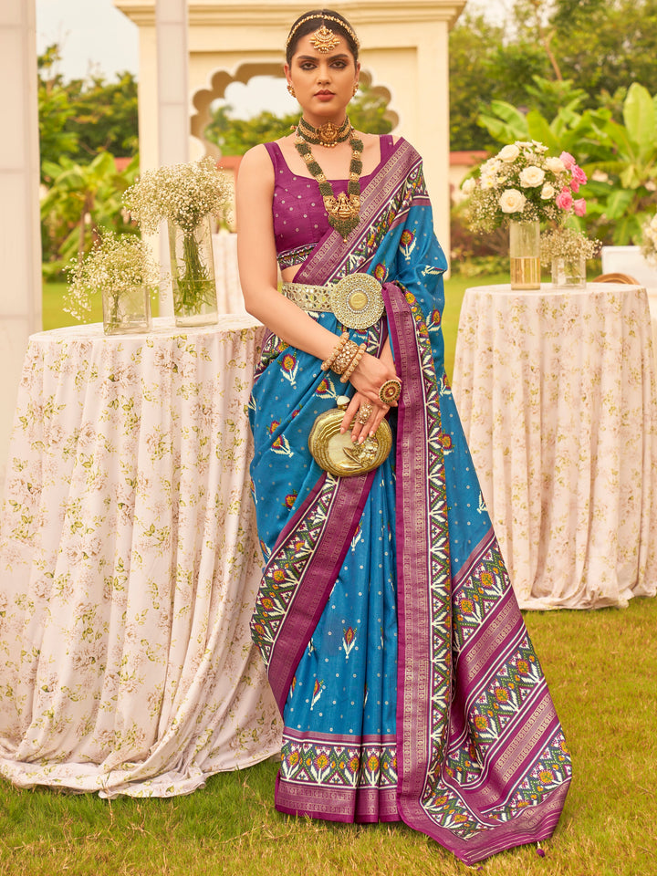 Blue silk saree crafted for elegance and style.