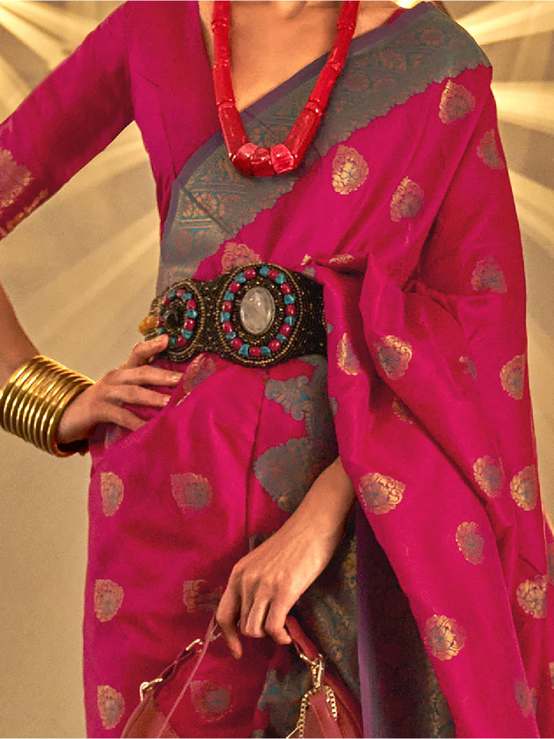 Vibrant color luxurious fabric exclusive attire crafted for elegance and style.