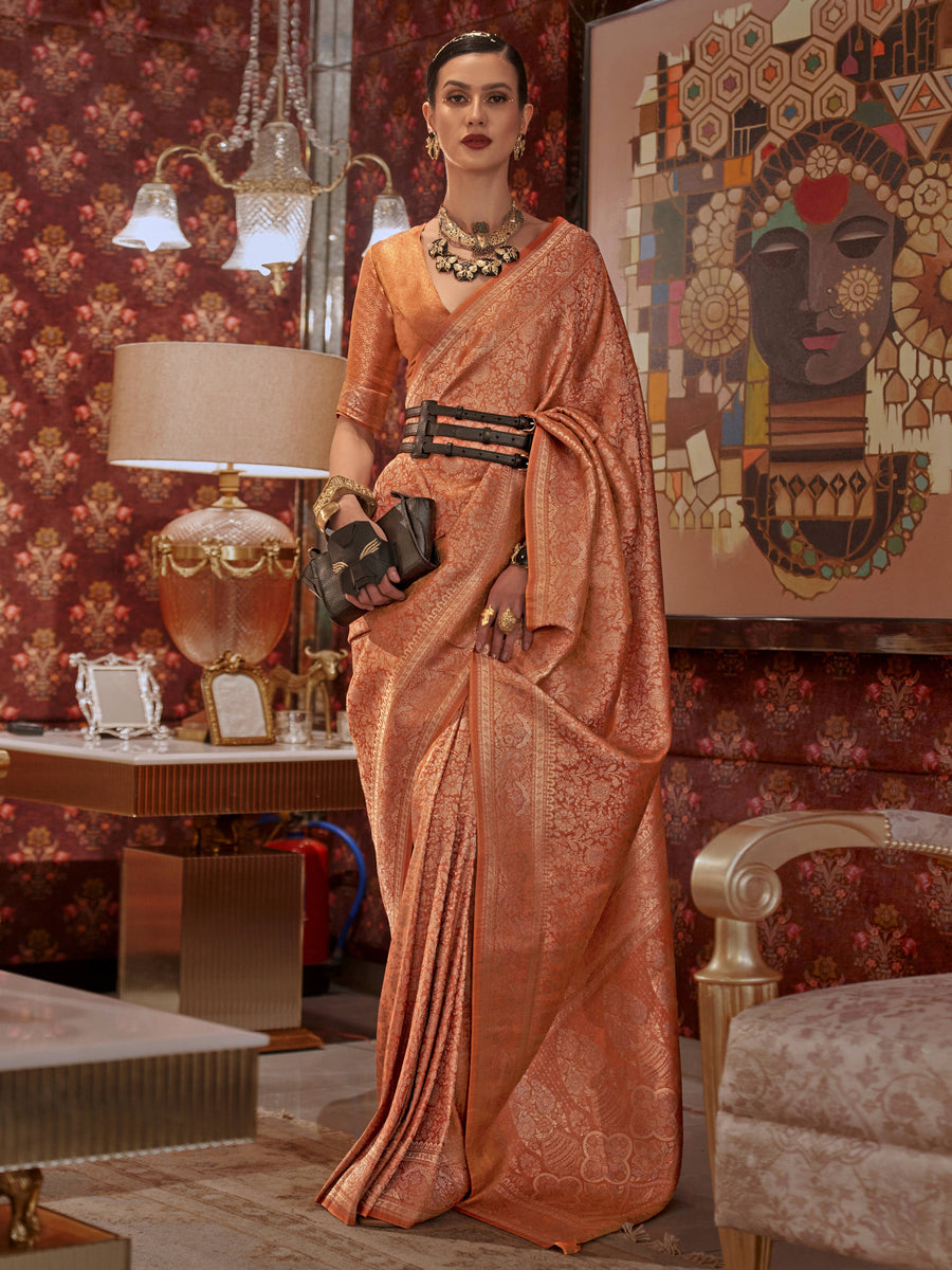 Orange silk saree crafted for elegance and style.