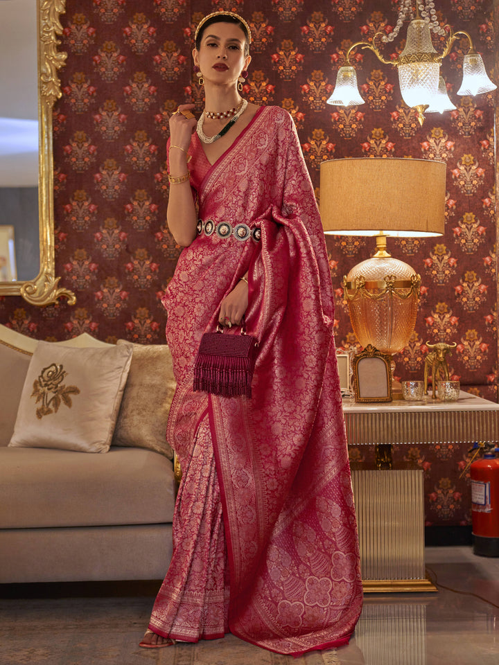 Pink silk saree crafted for elegance and style.