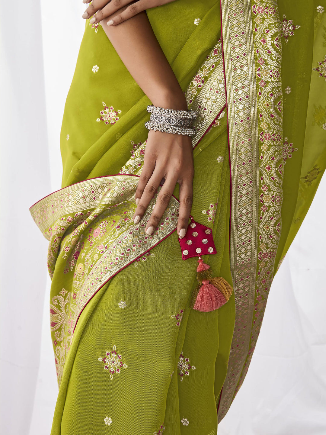 Vibrant color luxurious fabric exclusive attire crafted for elegance and style.