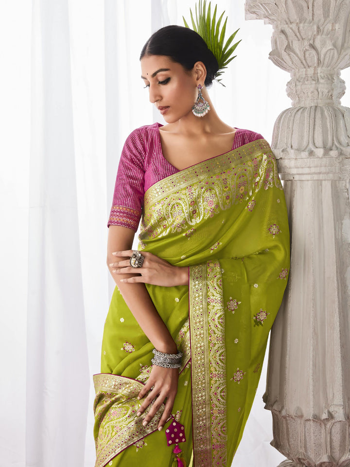 Vibrant color luxurious fabric exclusive attire crafted for elegance and style.