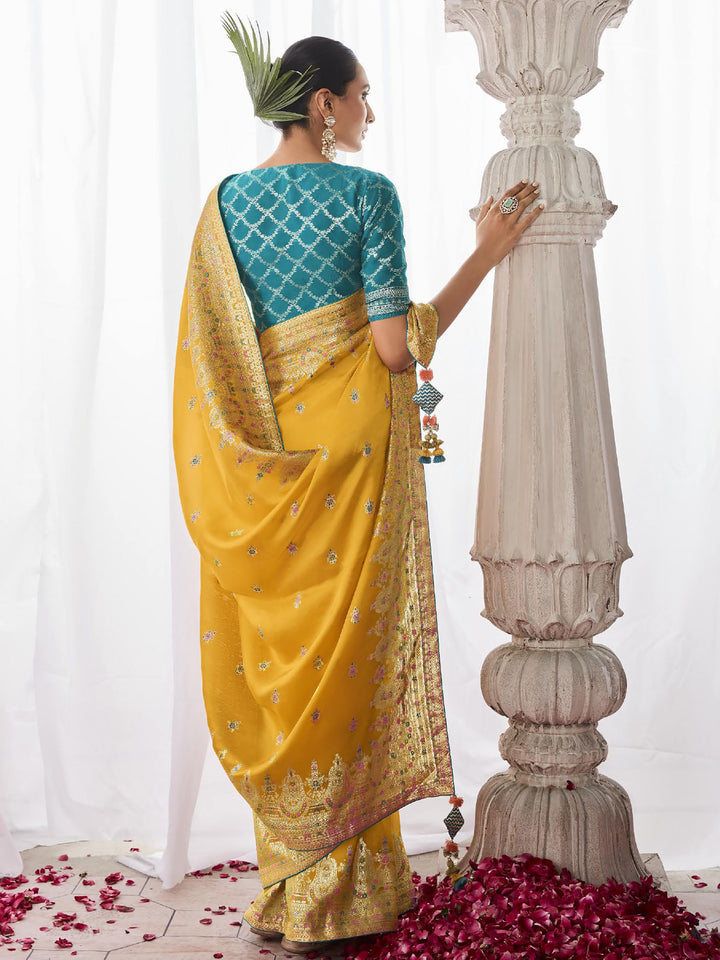 Vibrant color luxurious fabric exclusive attire crafted for elegance and style.