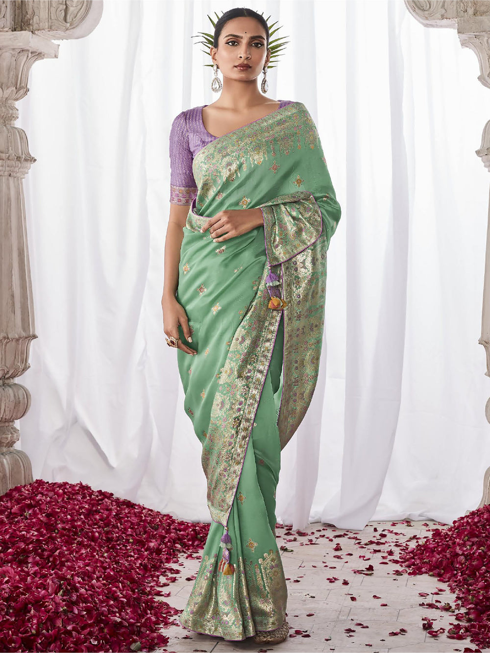 Vibrant color luxurious fabric exclusive attire crafted for elegance and style.