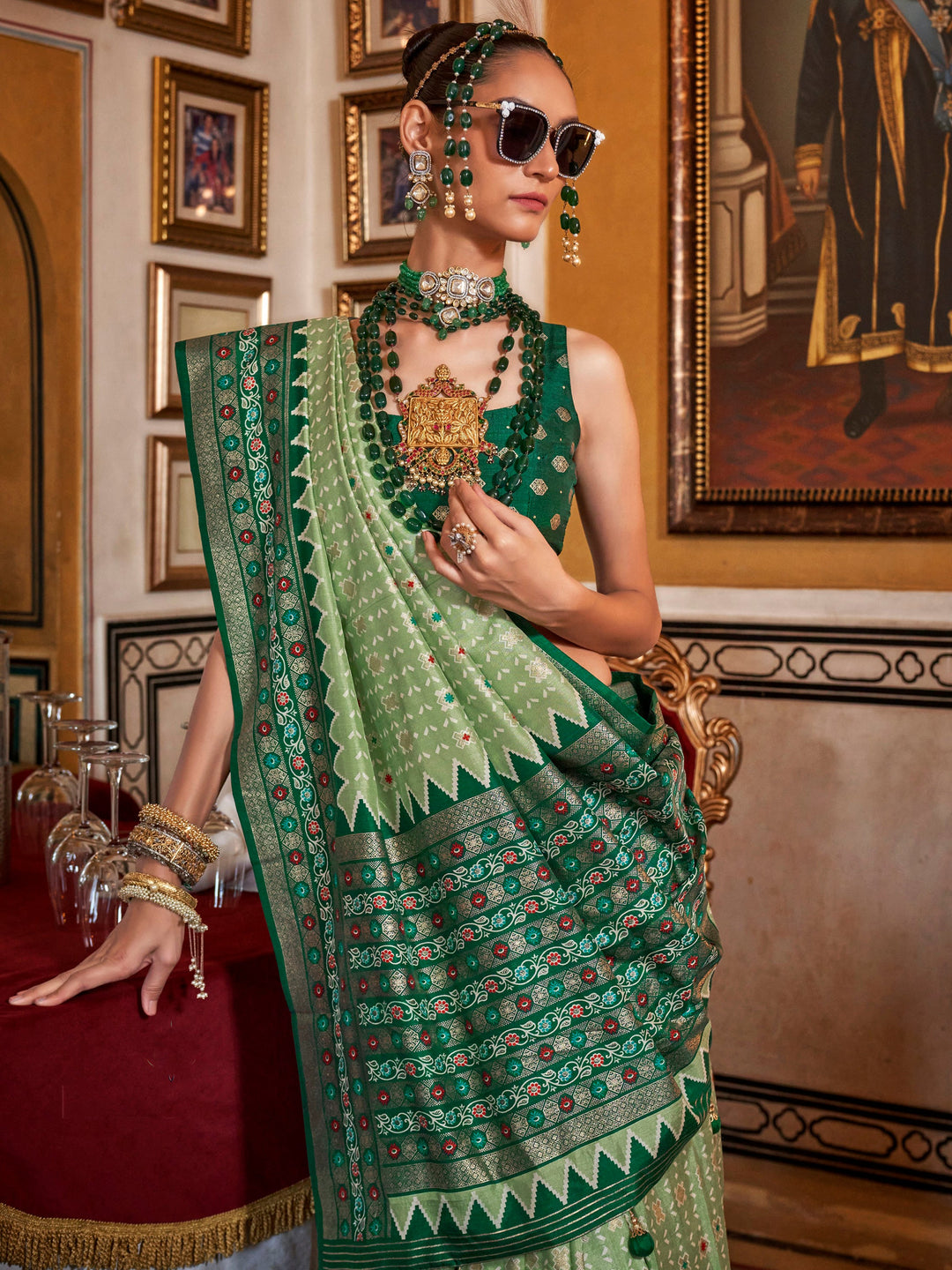 Vibrant color luxurious fabric exclusive attire crafted for elegance and style.