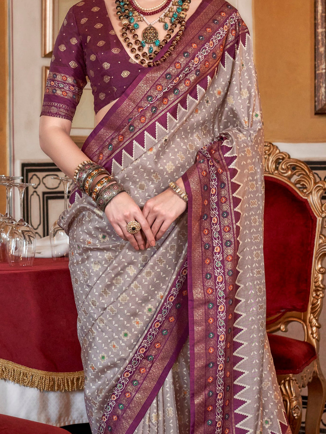 Vibrant color luxurious fabric exclusive attire crafted for elegance and style.