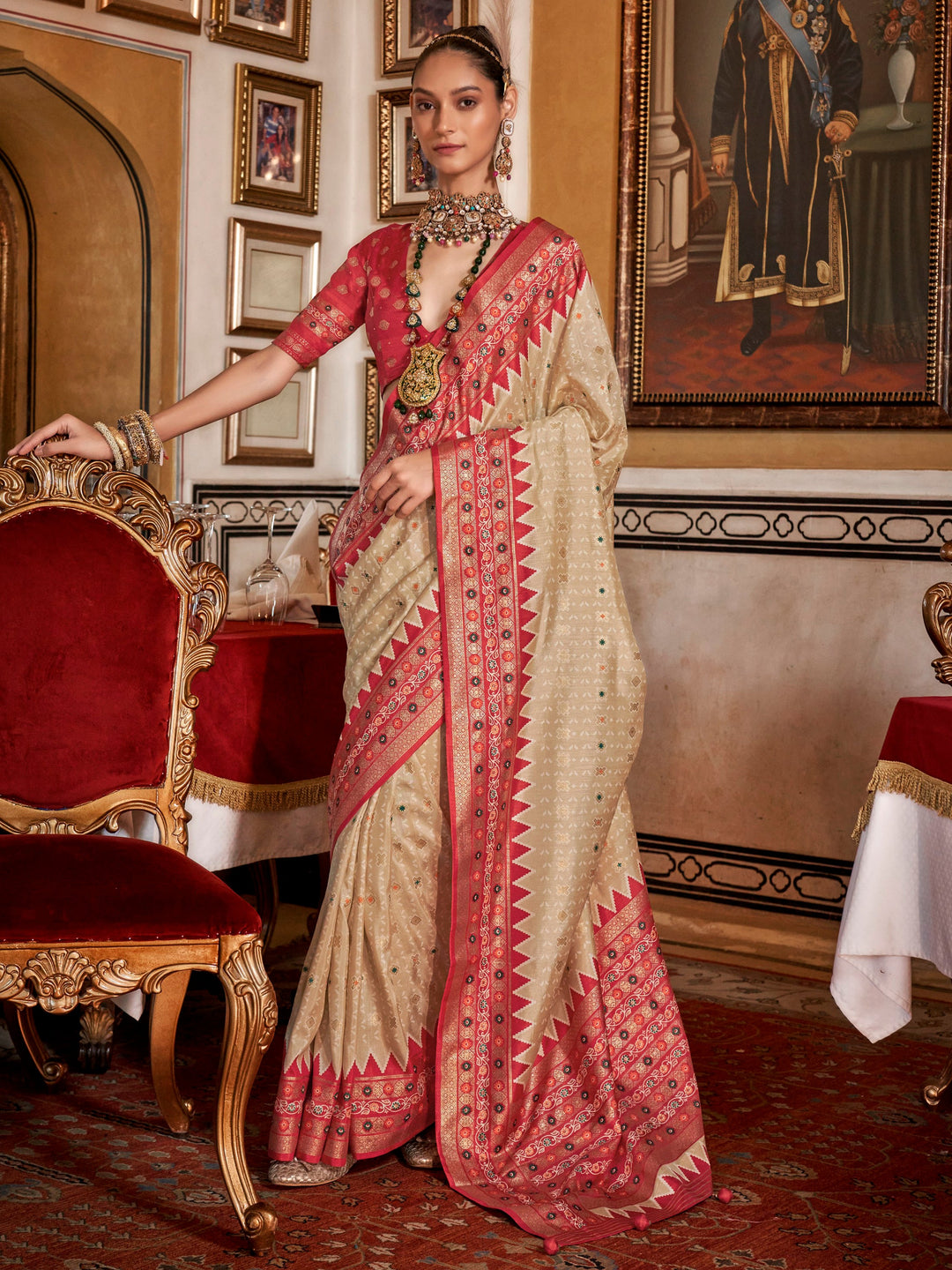 Red silk saree crafted for elegance and style.