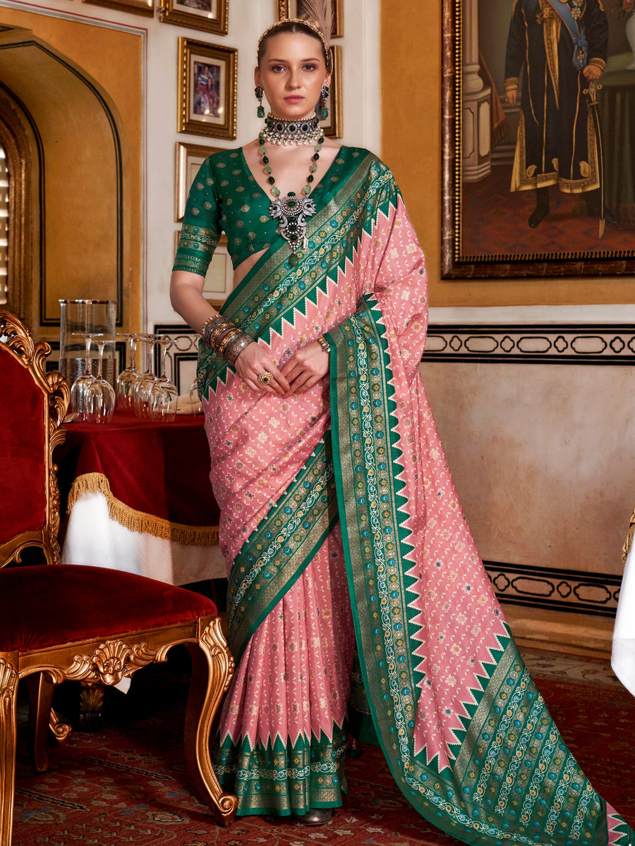 Pink silk saree crafted for elegance and style.