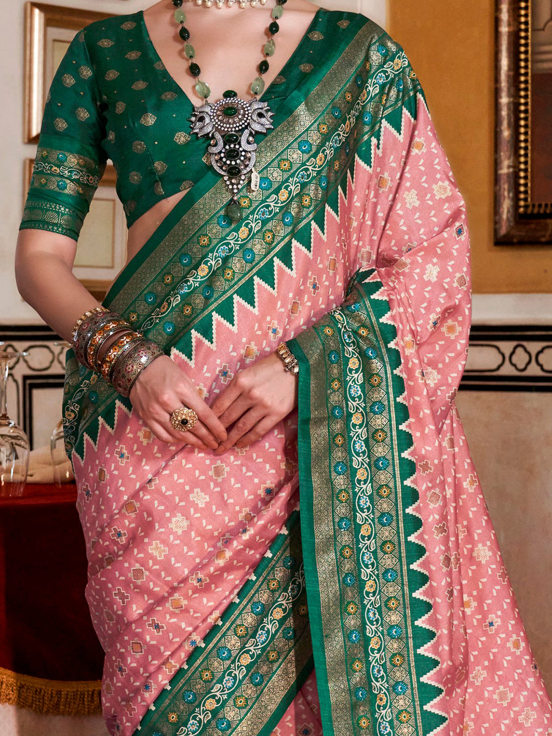 Vibrant color luxurious fabric exclusive attire crafted for elegance and style.