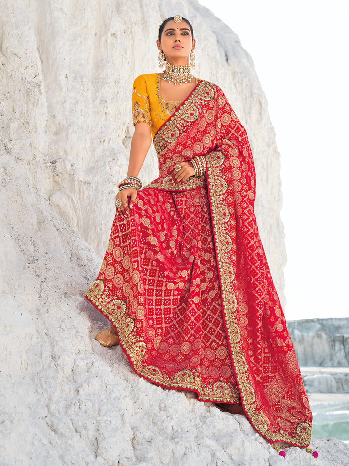 Vibrant color luxurious fabric exclusive attire crafted for elegance and style.