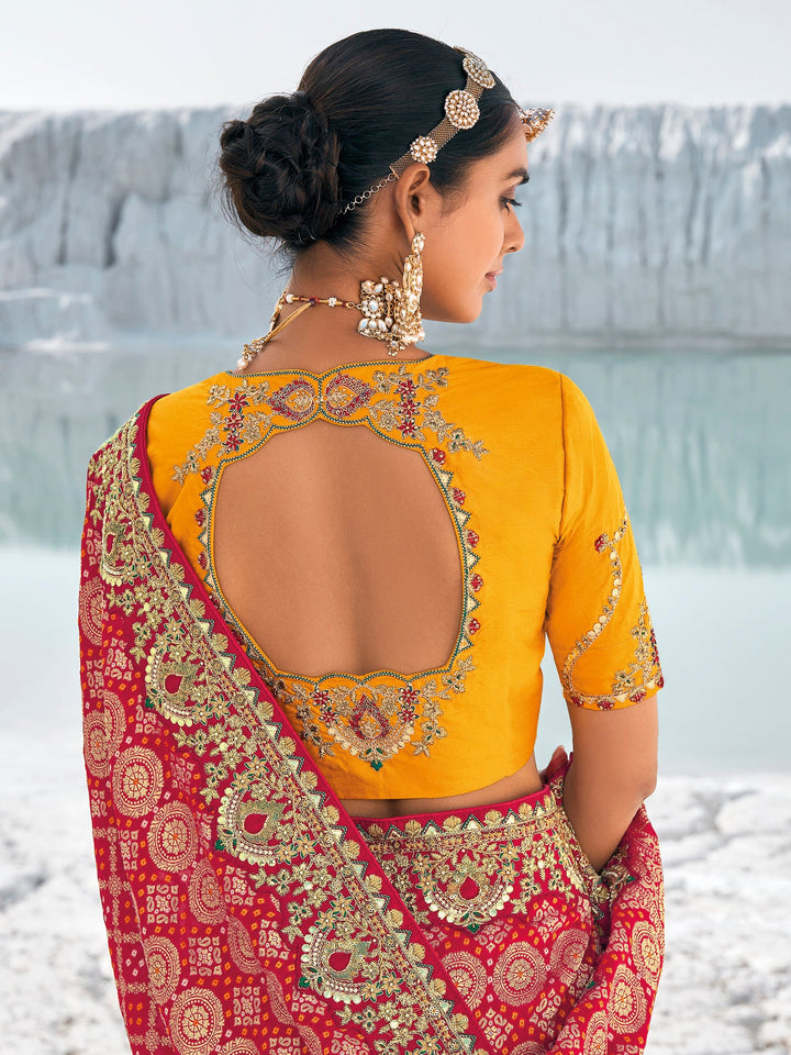 Vibrant color luxurious fabric exclusive attire crafted for elegance and style.