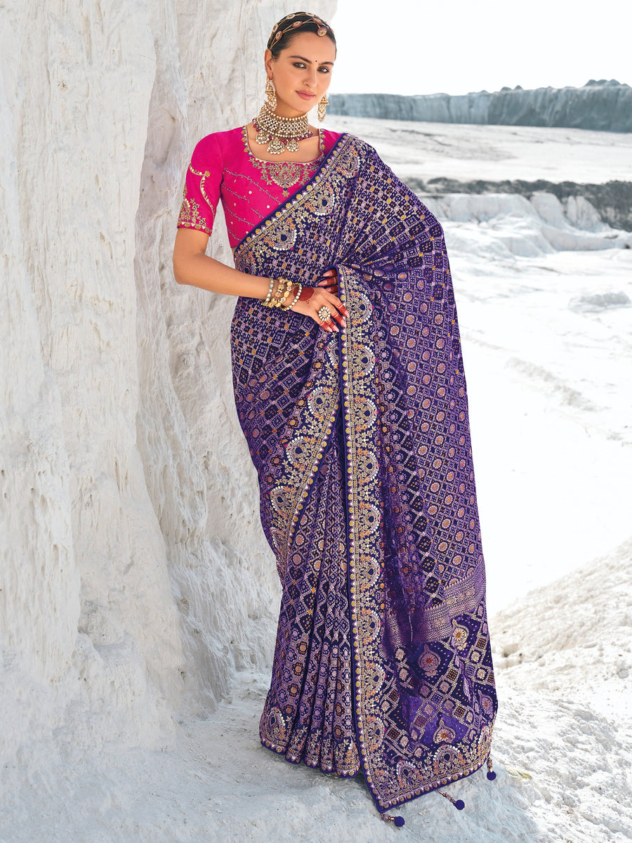 Pink georgette saree crafted for elegance and style.