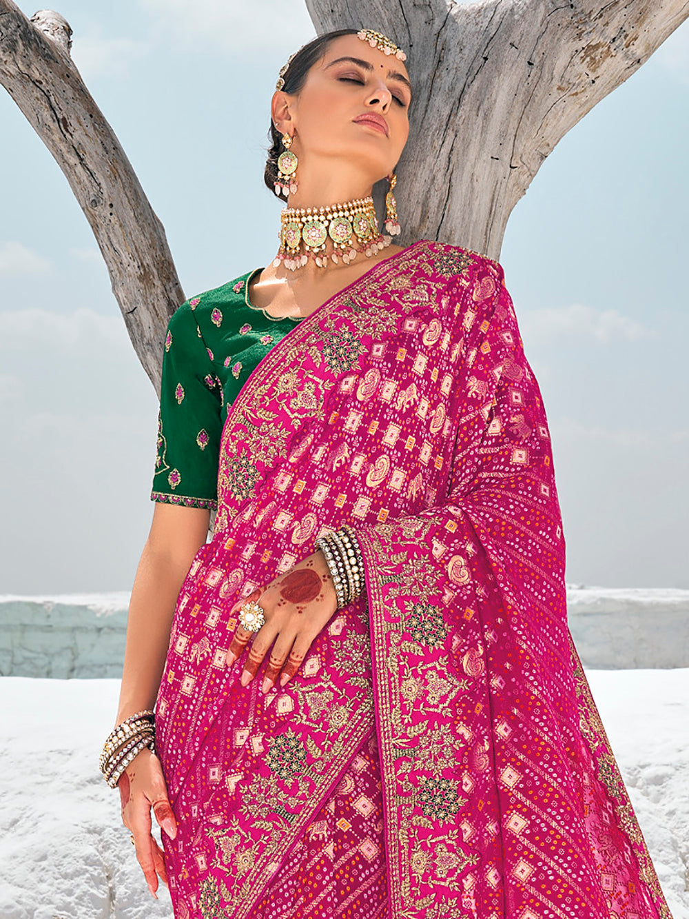 Vibrant color luxurious fabric exclusive attire crafted for elegance and style.