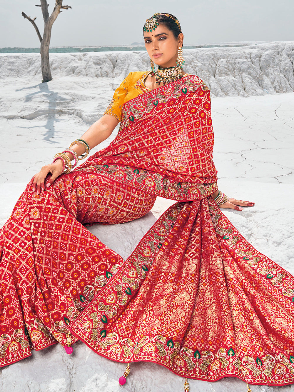 Vibrant color luxurious fabric exclusive attire crafted for elegance and style.