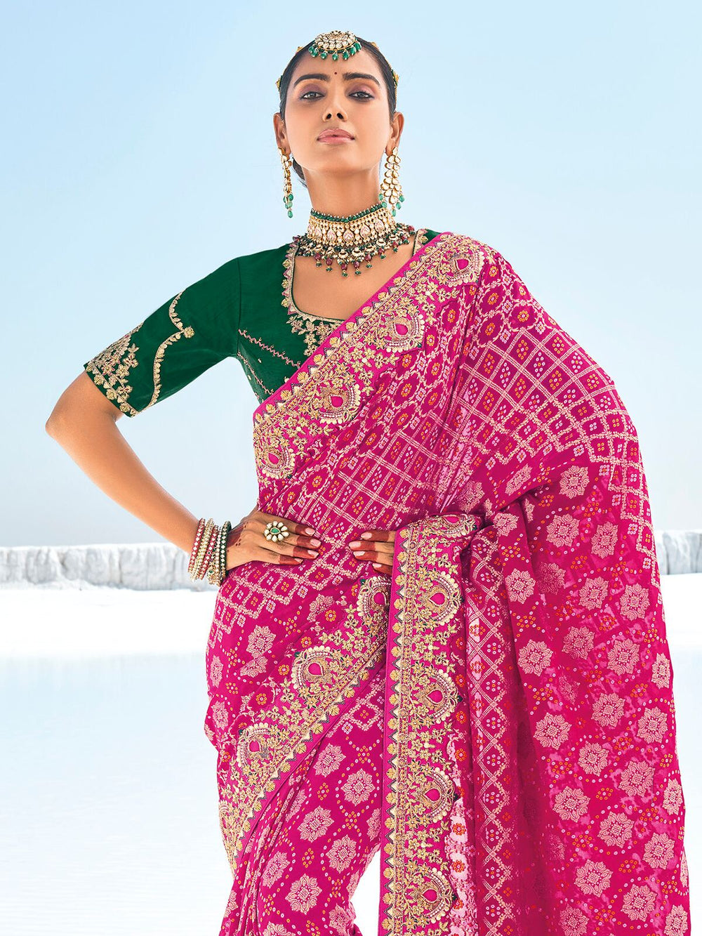 Vibrant color luxurious fabric exclusive attire crafted for elegance and style.