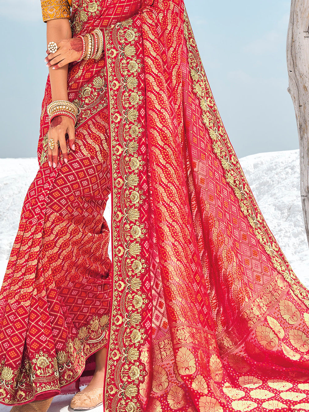 Vibrant color luxurious fabric exclusive attire crafted for elegance and style.