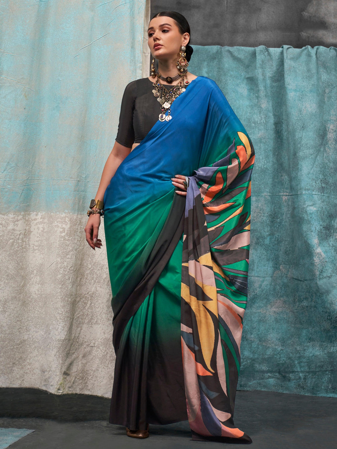 Vibrant color crepe saree crafted for elegance and style.