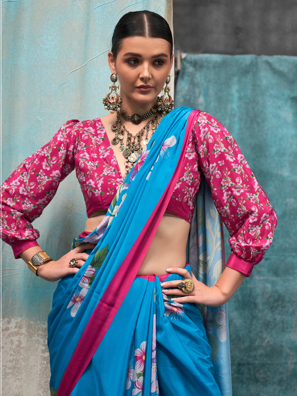 Vibrant color luxurious fabric exclusive attire crafted for elegance and style.